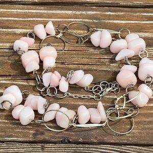 💗Artisan Pink Opal long necklace and earrings set